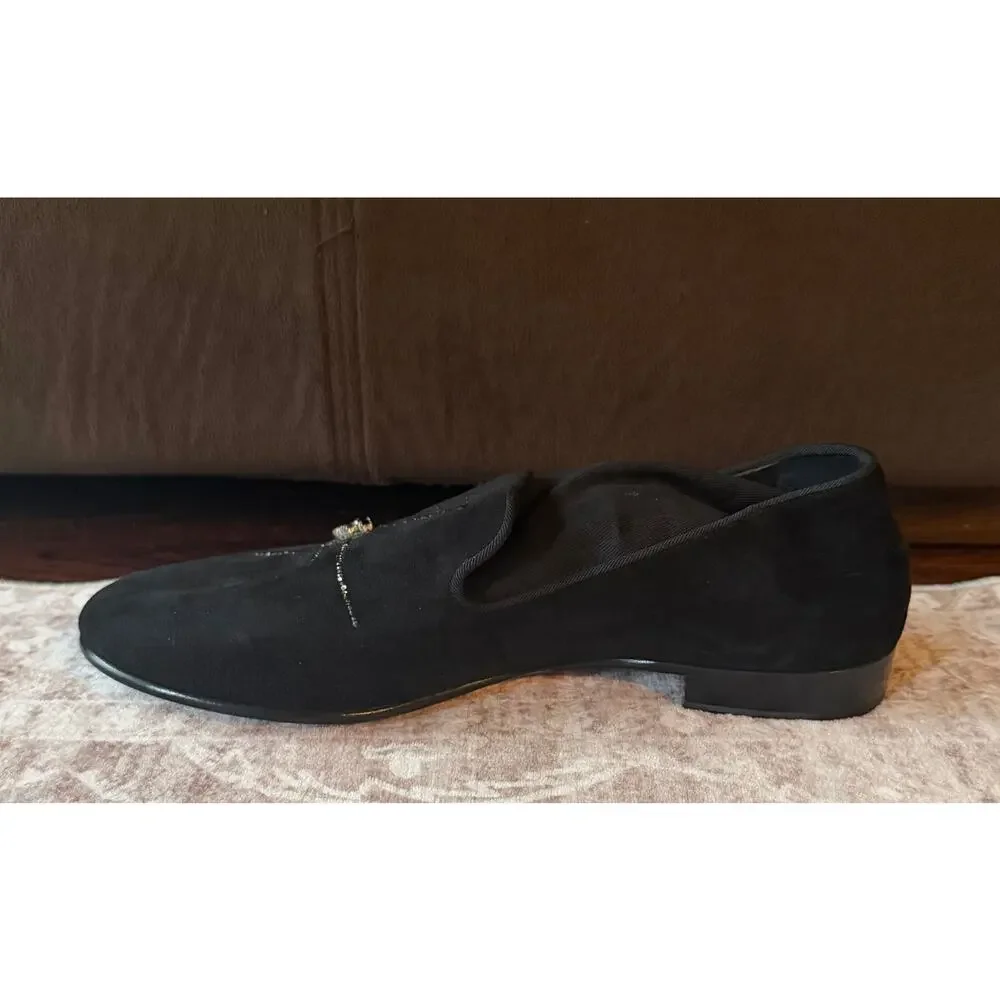 $1,295 NEW Giuseppe Zanotti Black Velvet Crystal Spider Smoking Loafers 7(40)